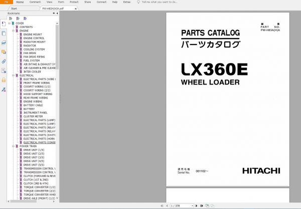Hitachi Wheel Loader LX Series Parts Catalog PDF DVD 3