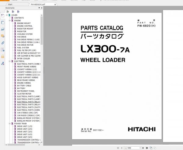 Hitachi Wheel Loader LX Series Parts Catalog PDF DVD 5
