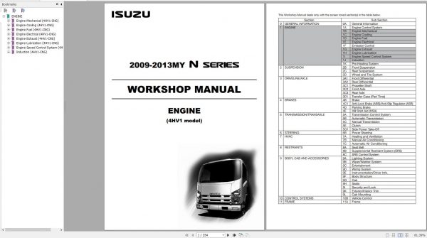 Isuzu 2009 2013MY N Series Engine 4HV1 Model Workshop Manual LG4HV WE 0981 1