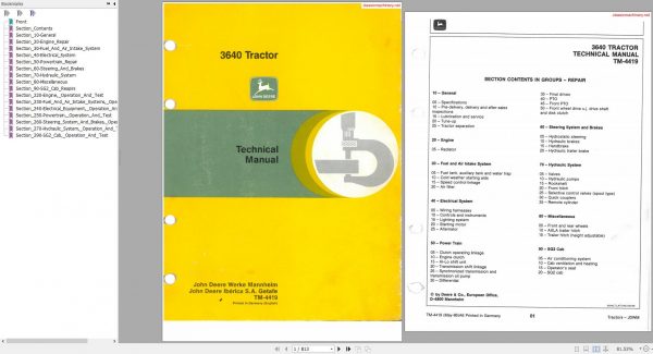 John Deere 3640 Tractor Technical Manual TM 4419 1