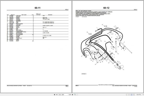 John Deere Advanced Draper Platform 630D Parts Catalog PC9811 2010 3