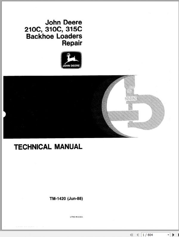 John Deere Backhoe Loader 210C 310C 315C Technical Manual TM1420 1