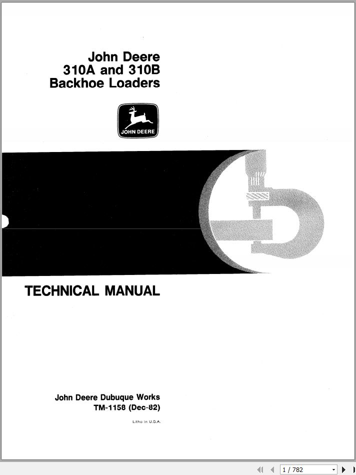 John Deere Backhoe Loader 310A 310B Technical Manual TM1158 1