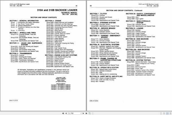 John Deere Backhoe Loader 310A 310B Technical Manual TM1158 2