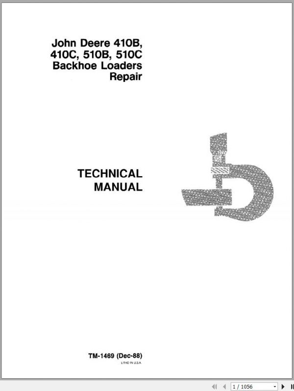 John Deere Backhoe Loader 410B 410C 510B 510C Technical Manual TM1469 1