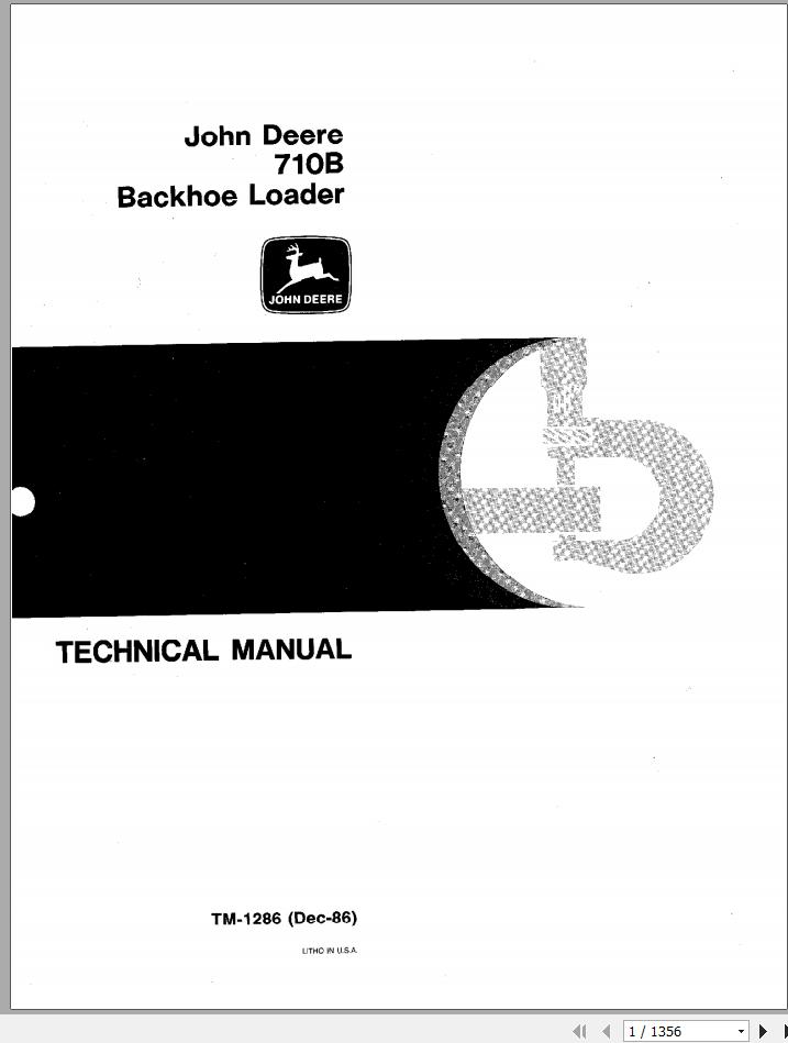 John Deere Backhoe Loader 710B Technical Manual TM1286 1