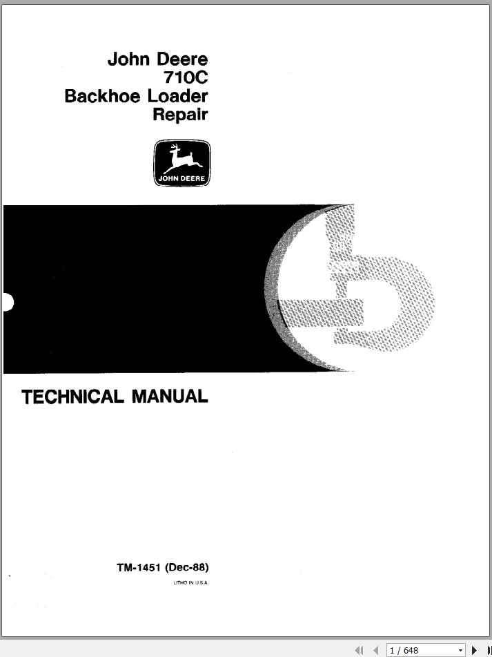 John Deere Backhoe Loader 710C Technical Manual TM1451 1