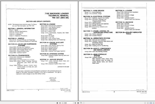 John Deere Backhoe Loader 710C Technical Manual TM1451 2
