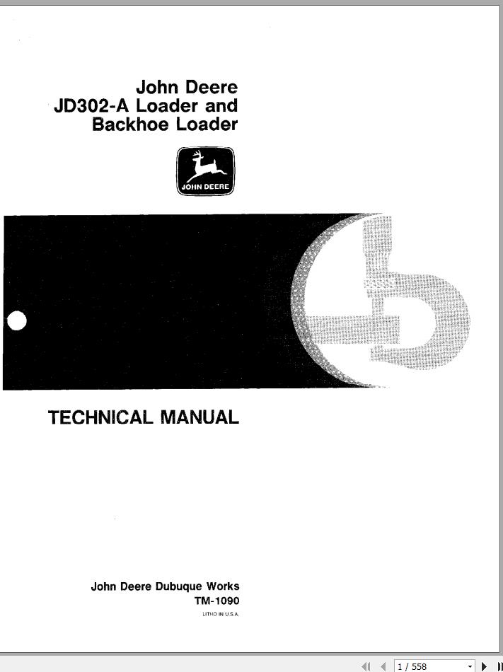 John Deere Backhoe Loader JD302 A Technical Manual TM1090 1
