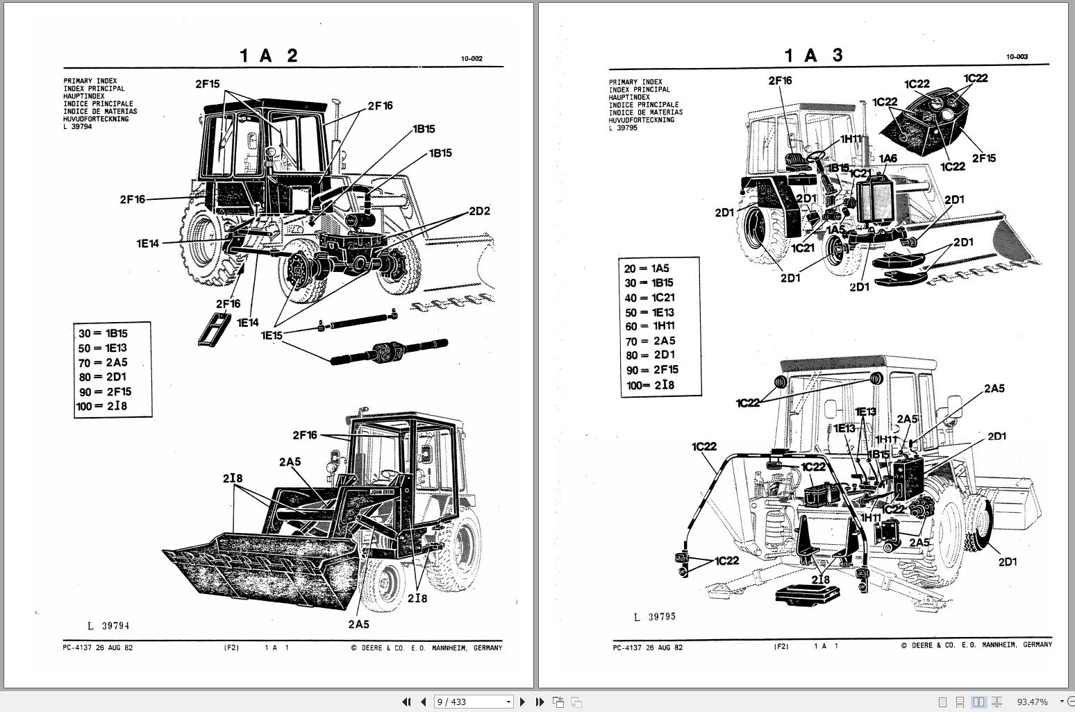 John Deere Backhoe Loader JD410 Parts Catalog PC4137