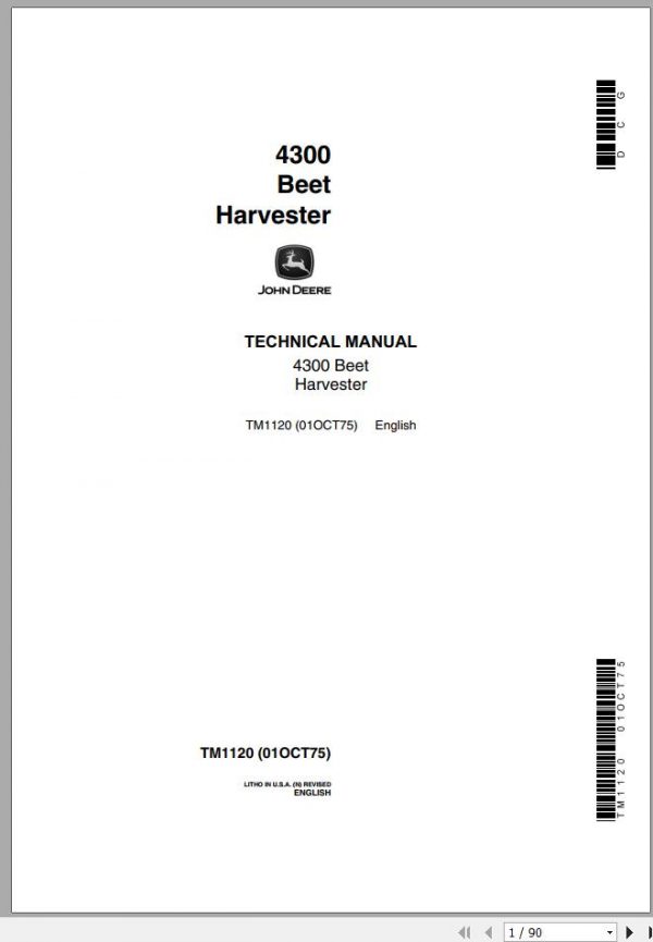 John Deere Beet Harvester 4300 Technical Manual TM1120 1