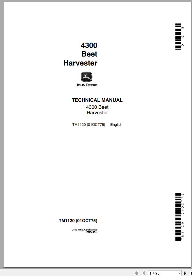 John Deere Beet Harvester 4300 Technical Manual TM1120 1