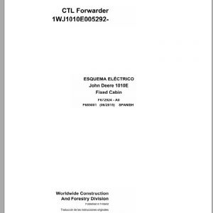 John Deere CTL Forwareder 1010E Fixed Cabin F685001 A0 Electric Schematic 2015 ES 1