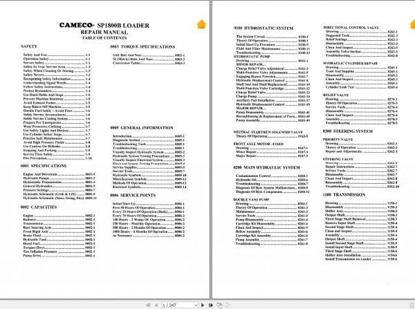 John Deere Cameco Loader SP1800B Repair Manual 1