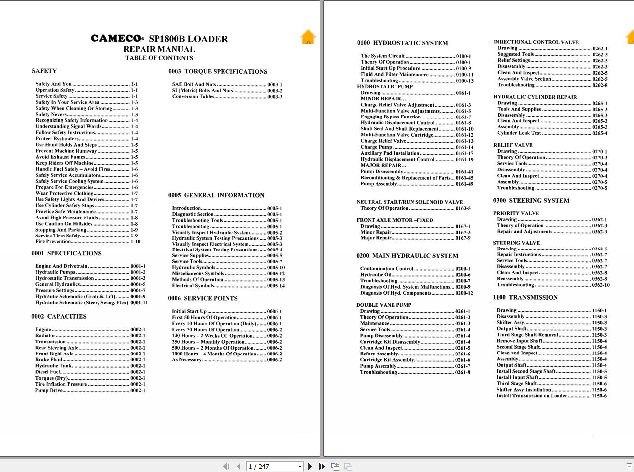 John Deere Cameco Loader SP1800B Repair Manual 1