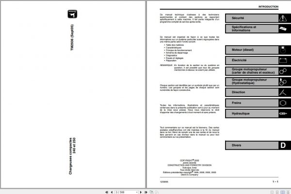 John Deere Compact Tractor 240 250 Technical Manual TM2936 FR 2