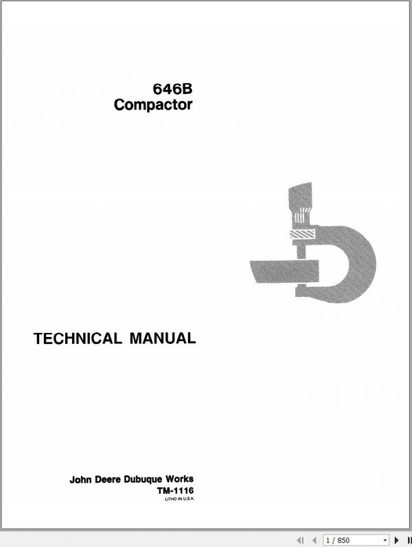 John Deere Compactor 646B Technical Manual TM1116 1
