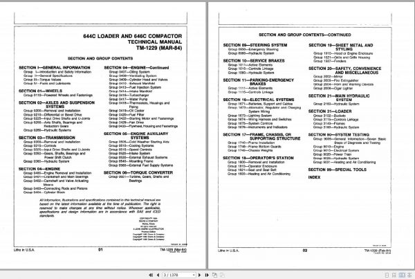 John Deere Compactor JD644C JD646C Technical Manual TM1229 2