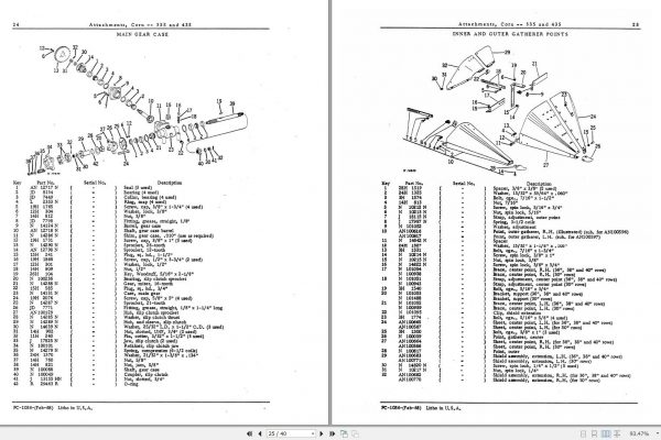 John Deere Corn Attachments 335 435 Parts Catalog PC1056 2