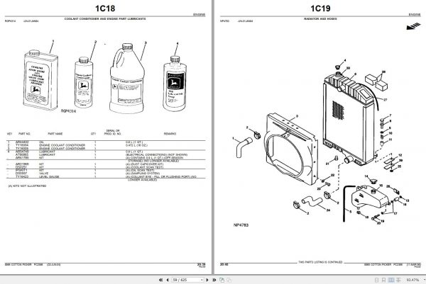 John Deere Cotton Picker 9965 Parts Catalog PC2366 2004 2