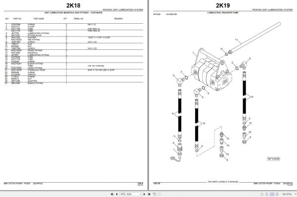 John Deere Cotton Picker 9986 Parts Catalog PC2843 2002 3
