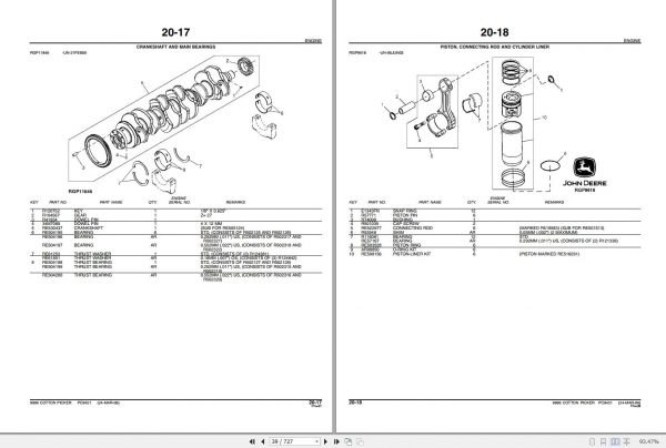 John Deere Cotton Picker 9996 Parts Catalog PC9421 06 2006 2