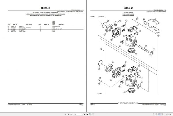 John Deere Crawler 450J 550J 650J Parts Catalog PC9387 2007 2