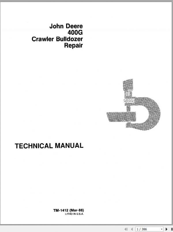 John Deere Crawler Bulldozer 400G Technical Manual TM1412 1