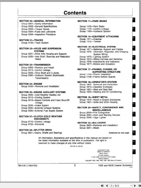 John Deere Crawler Bulldozer 750B 850B Repair Technical Manual TM1476 2