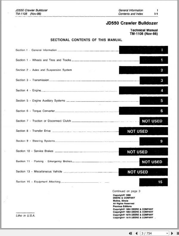 John Deere Crawler Bulldozer JD 550 Technical Manual TM1108 2