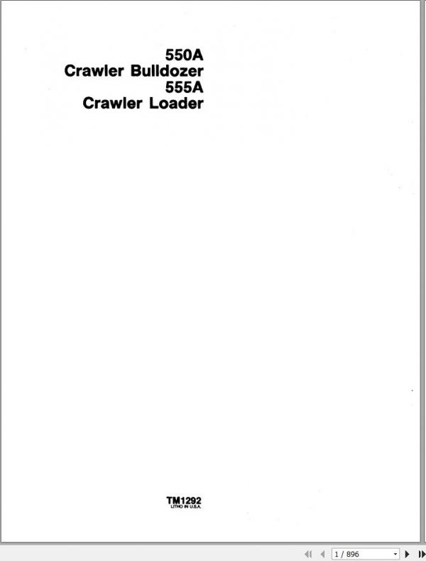 John Deere Crawler Bulldozer Loader 550A 555A Technical Manual TM1292 1