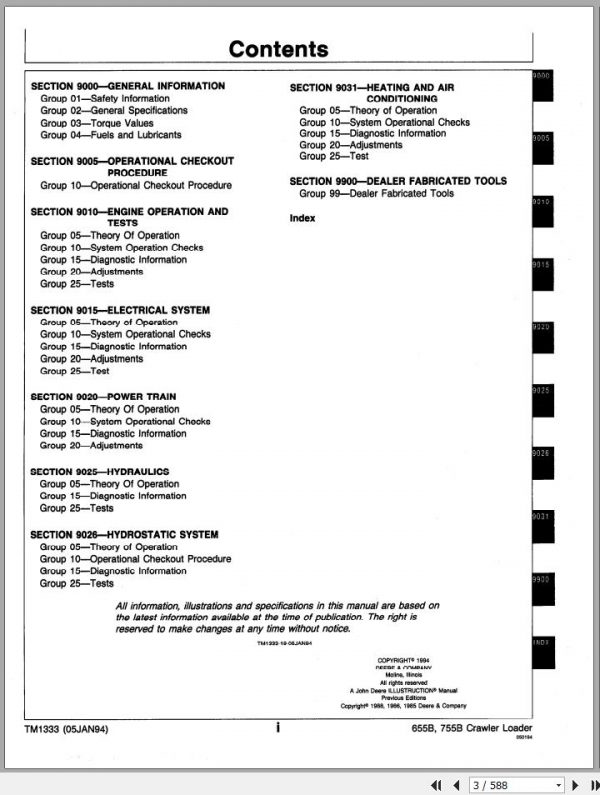 John Deere Crawler Loader 655B 755B Operation and Test Technical Manual TM1333 2