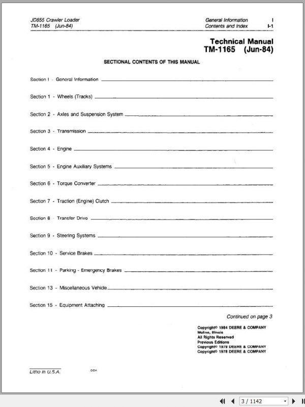 John Deere Crawler Loader JD855 Technical Manual TM1165 2