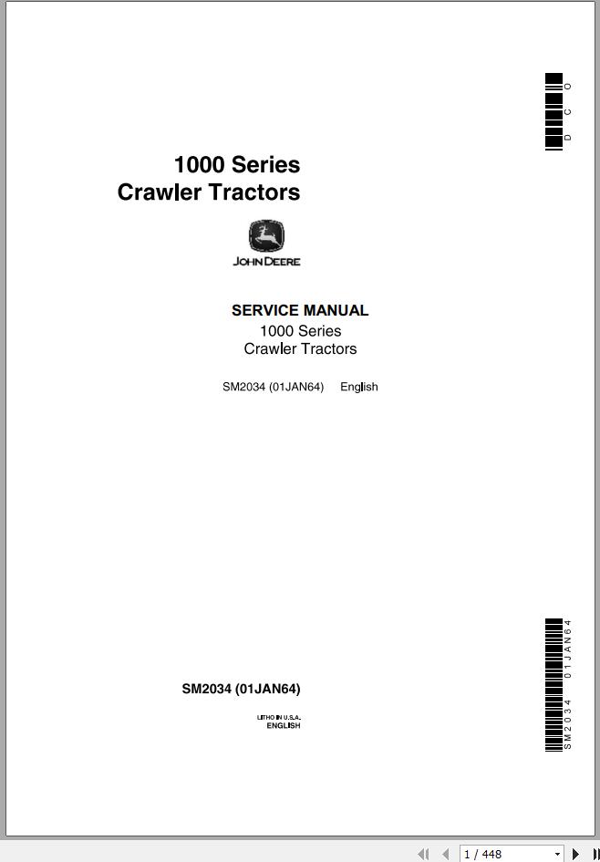 John Deere Crawler Tractors 1000 Series Service Manual SM2034 1