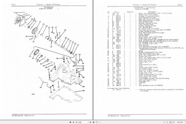John Deere Diesel Tractor 70 Parts Catalog PC445 2