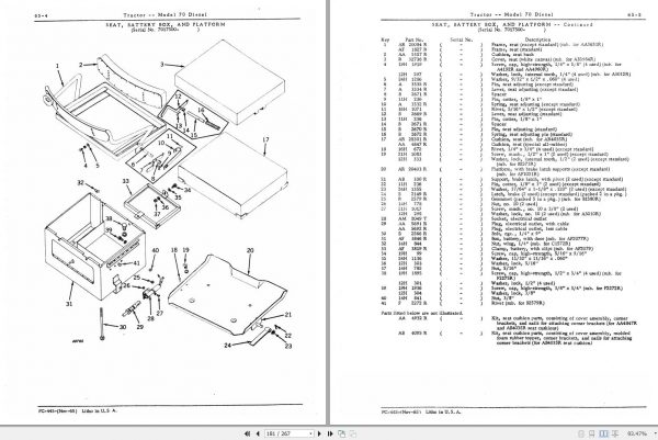 John Deere Diesel Tractor 70 Parts Catalog PC445 3