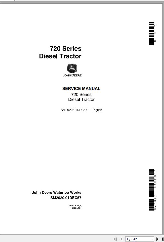John Deere Diesel Tractors 720 Series Service Manual SM2020 1