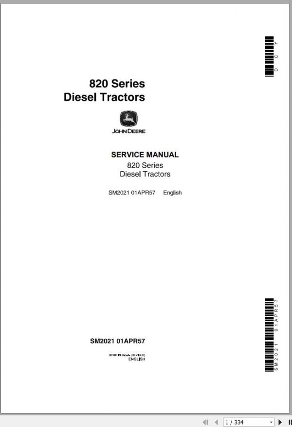 John Deere Diesel Tractors 820 Series Service Manual SM2021 1
