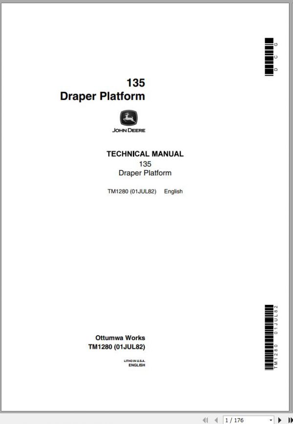 John Deere Draper Platform 135 Technical Manual TM1280 1