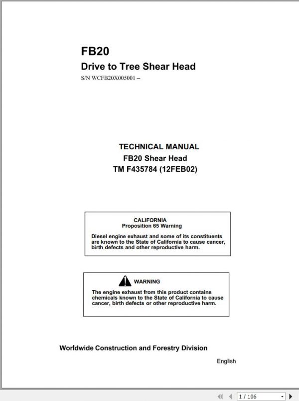 John Deere Drive To Tree Shear Head FB20 TMF435784 1