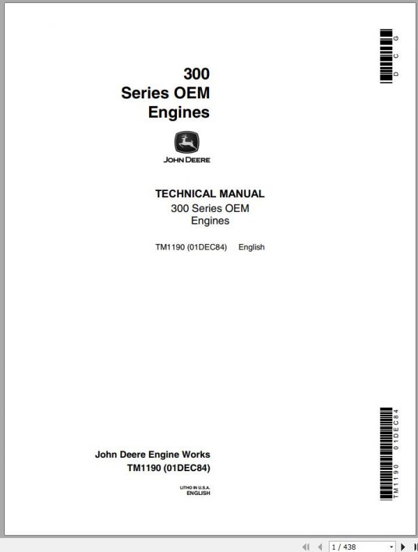 John Deere Engine Series OEM 300 Technical Manual TM1190 1
