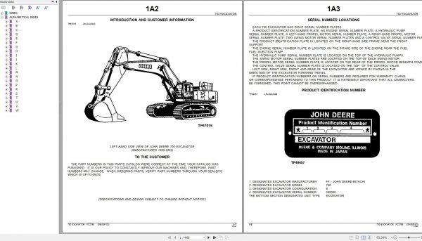 John Deere Excavator 750 Parts Catalog PC2795 2002 1