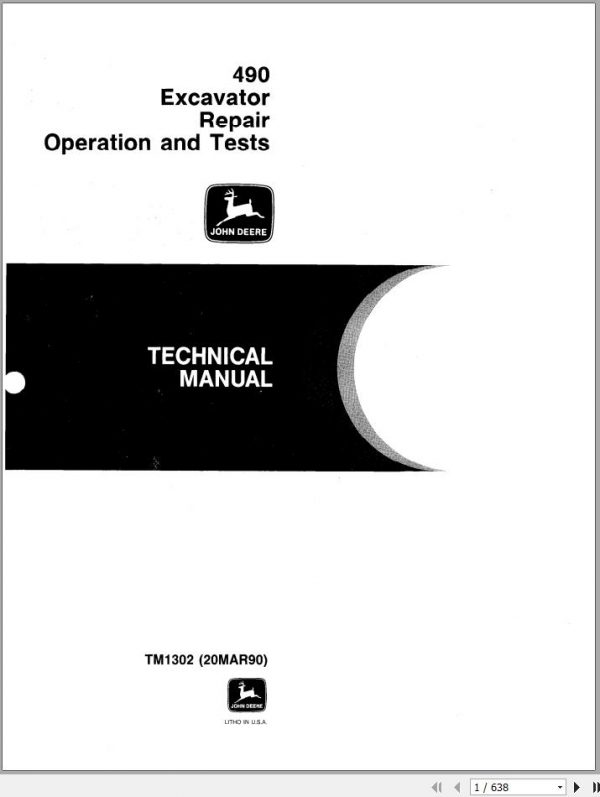 John Deere Excavators 490 Technical Manual TM1302 1