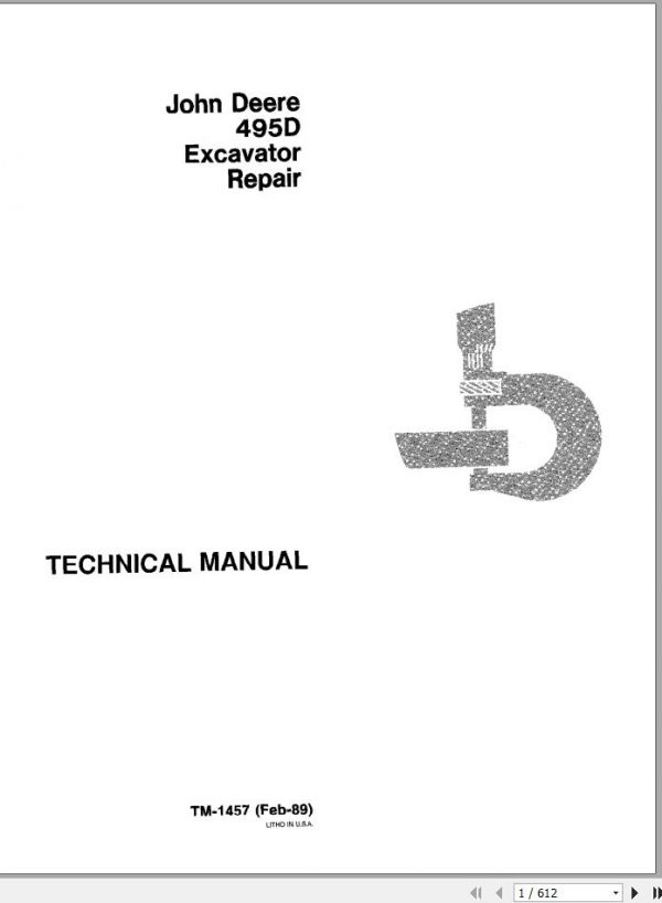 John Deere Excavators 495D Repair Technical Manual TM1457 1