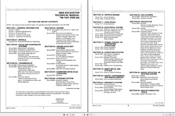 John Deere Excavators 495D Repair Technical Manual TM1457 2