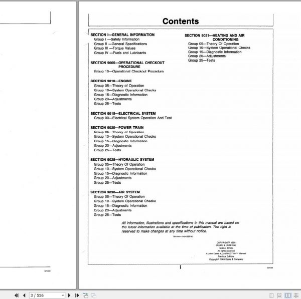 John Deere Excavators 595D Operation and Test Technical Manual TM1444 2