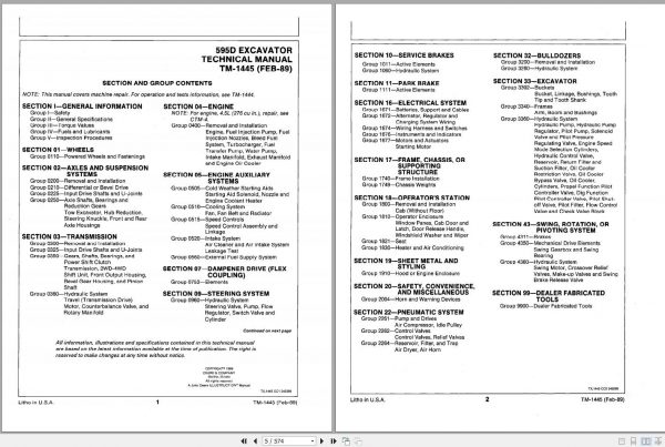 John Deere Excavators 595D Repair Technical Manual TM1445 2