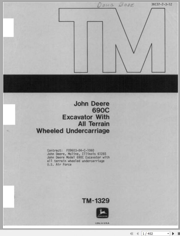 John Deere Excavators 690C Technical Manual TM1329 1