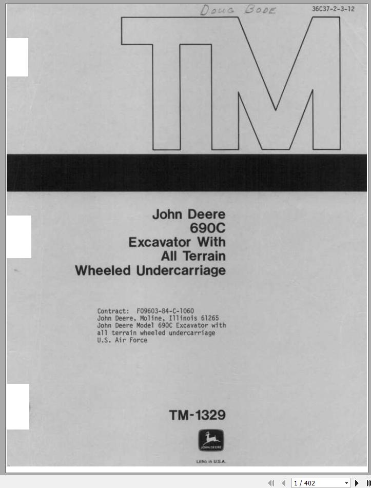John Deere Excavators 690C Technical Manual TM1329 1