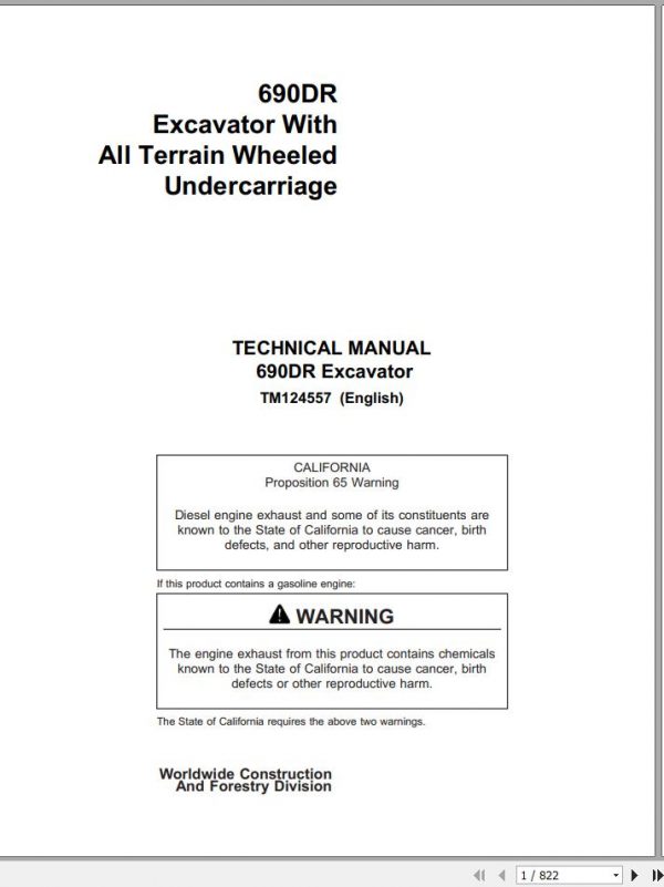 John Deere Excavators 690DR Technical Manual TM124557 1